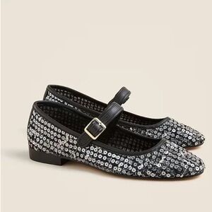 NWT JCrew Mesh Mary Jane Flats with Sequins